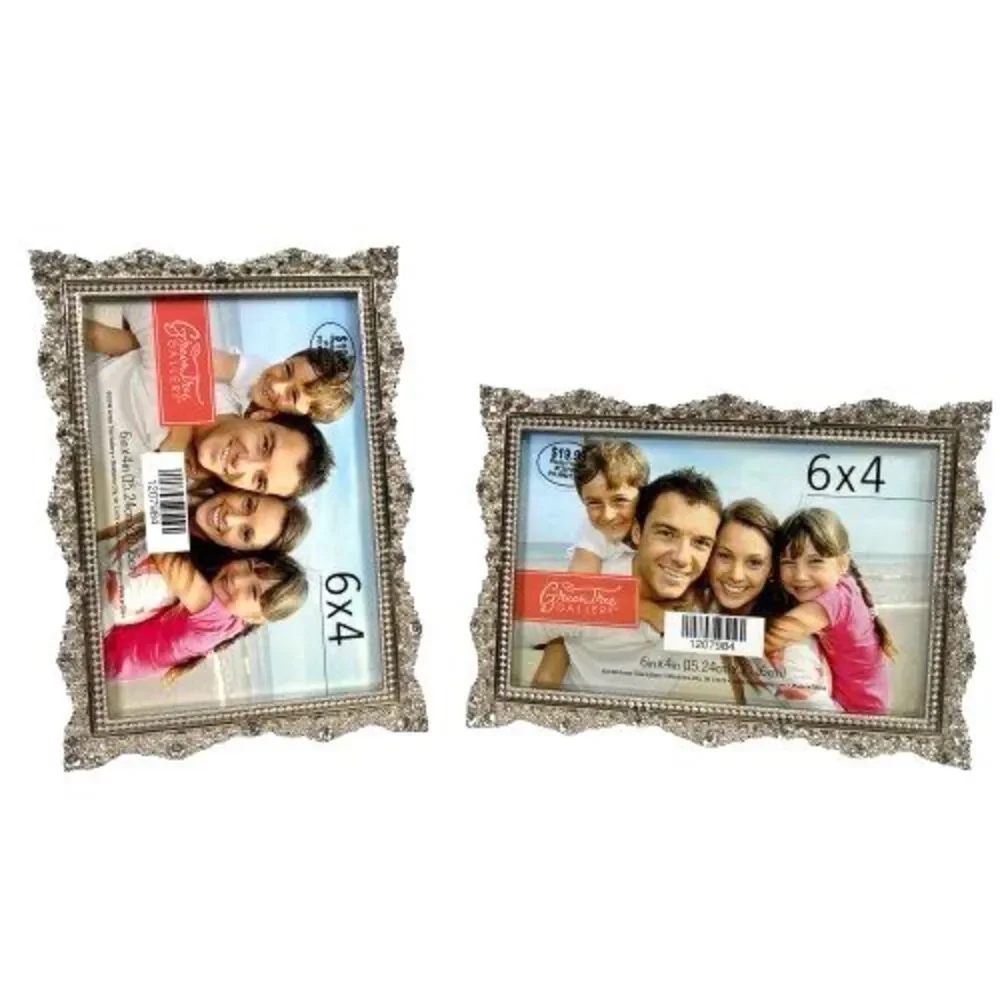 New Pair Green Tree Gallery Rhinestone Silver Rectangular Picture Frame Set of 2